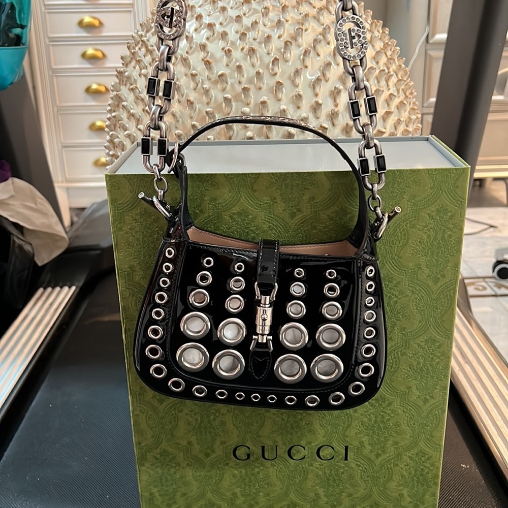 LIMITED GUCCI black and silver chain Gucci bag with Swarovski crystals. BNIB